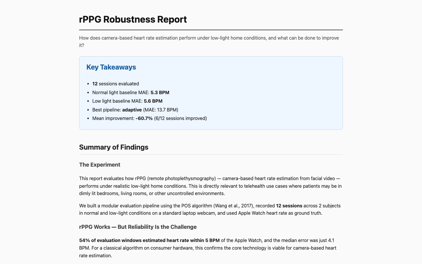 Preview of rPPG Robustness Report